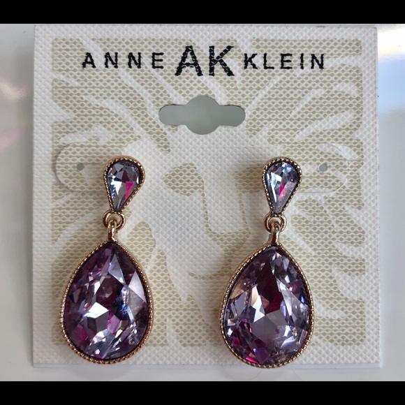 Anne Klein Amethyst & Gold Drop Earrings💖 - Picture 2 of 4